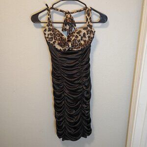 alyn Paige dress women's size small sexy halter tie black and brown